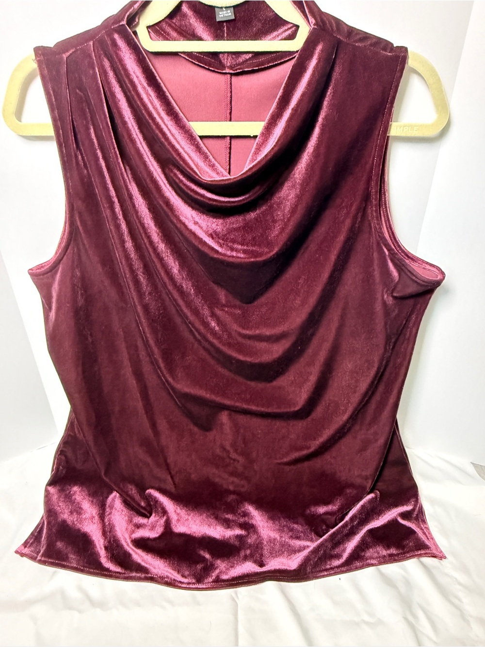 Alfani Sleeveless Velvet Cowl Neck Top - Burgundy